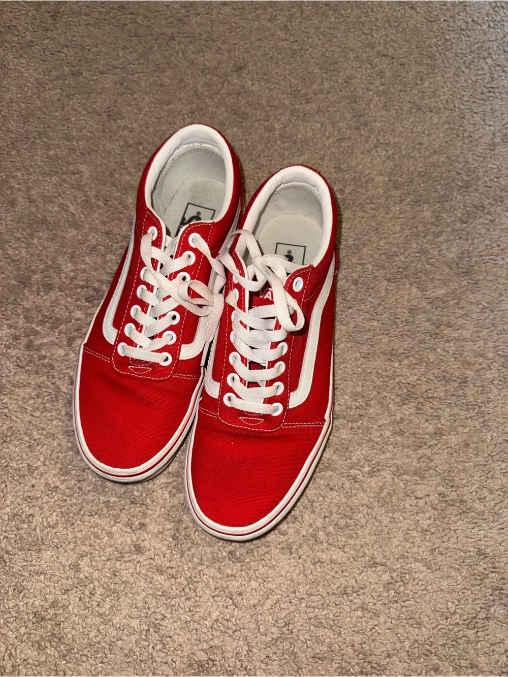 Vans Red and White Old Skool Athletic Shoes